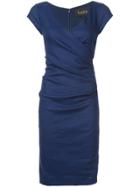 Nicole Miller V-neck Fitted Dress - Blue