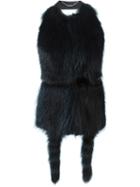 Givenchy Backless Fur Gilet, Women's, Size: 38, Blue, Lamb Skin/racoon Fur/viscose/silk