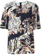Stella Mccartney Cat Print Blouse, Women's, Size: 40, Black, Viscose/spandex/elastane/polyamide/polyester