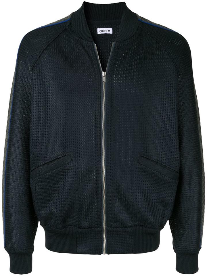 Coohem Mesh Knit Bomber Jacket - Blue