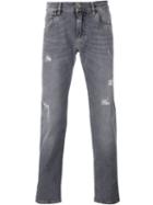 Dolce & Gabbana Distressed Jeans, Men's, Size: 46, Grey, Cotton/spandex/elastane