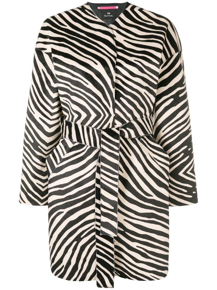 Ps By Paul Smith Zebra Printed Coat - Black