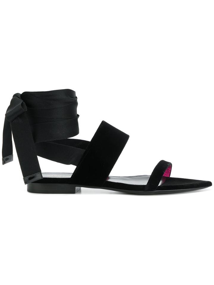 Saint Laurent Ankle Wrap Sandals - Black