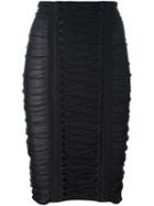 Balmain Lace-up Pencil Skirt, Women's, Size: 36, Black, Polyamide/spandex/elastane/viscose