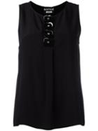 Boutique Moschino Embellished Sleeveless Top, Women's, Size: 46, Black, Silk/rayon