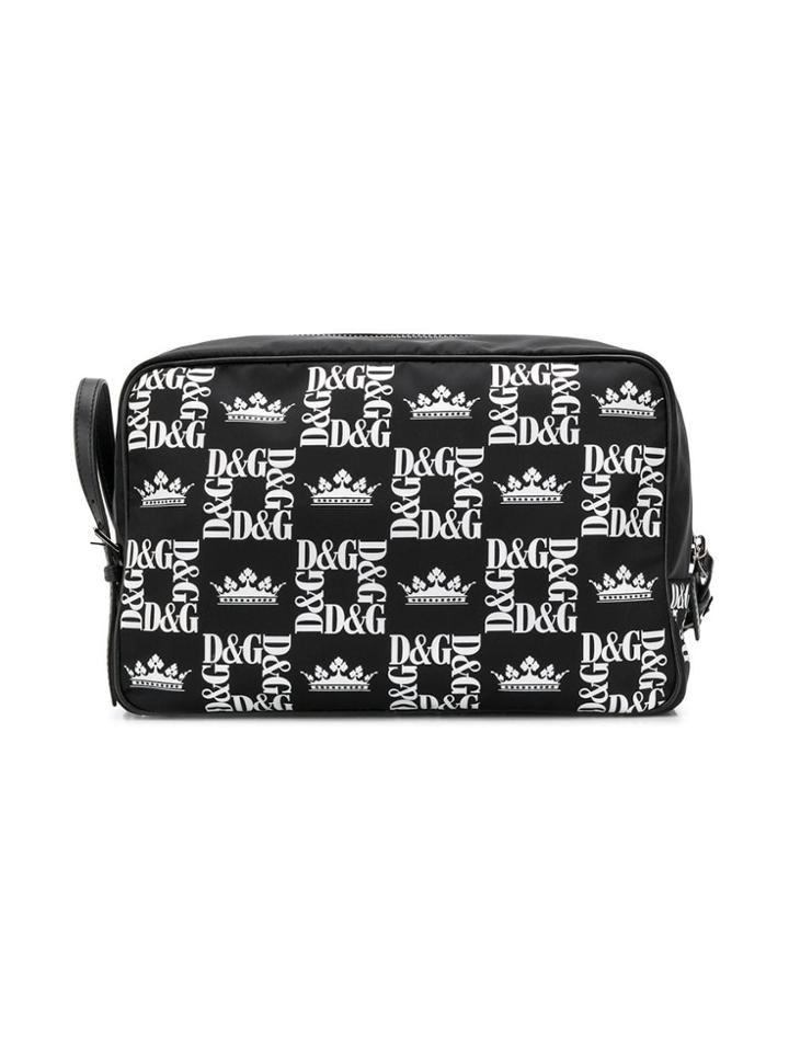 Dolce & Gabbana Logo Check Print Wash Bag - Black