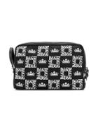 Dolce & Gabbana Logo Check Print Wash Bag - Black