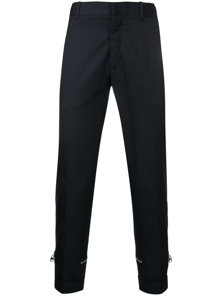 Alexander Mcqueen Zip Detail Tailored Trousers - Blue