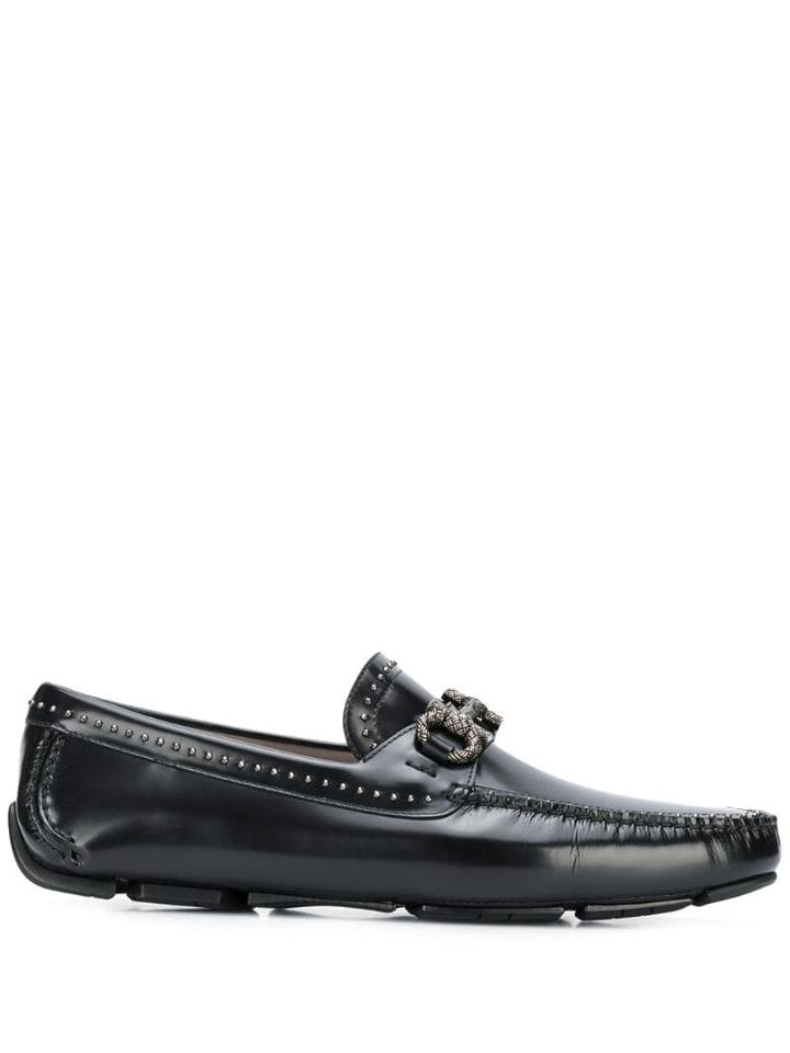 Salvatore Ferragamo Gancini Studded Loafers - Black
