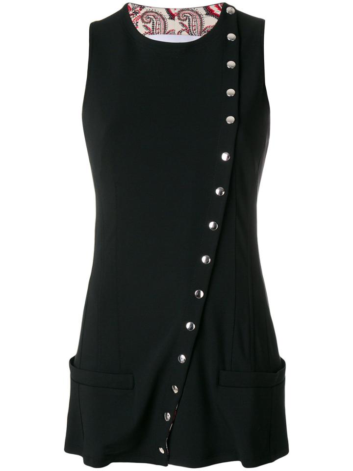 Paco Rabanne Asymmetric Button Tank Top - Black