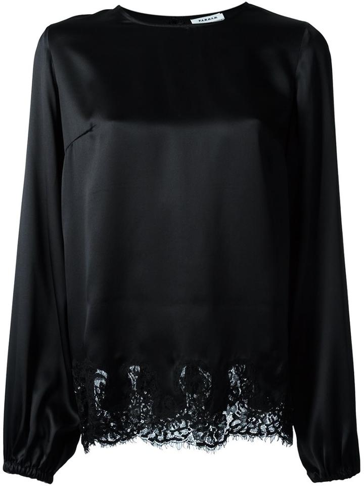 P.a.r.o.s.h. Lace Hem Blouse, Women's, Size: Xs, Black, Silk/polyamide