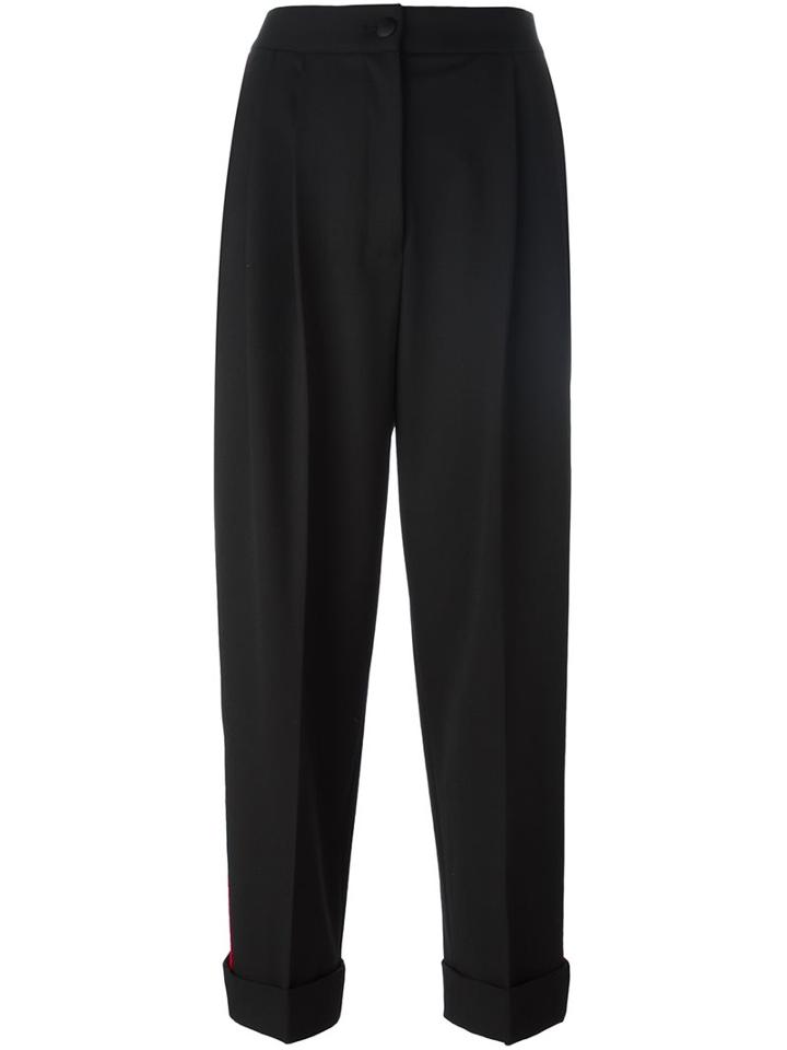 Dolce & Gabbana Stripe Appliqué Trousers, Women's, Size: 38, Black, Nylon/spandex/elastane/virgin Wool