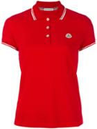 Moncler - Contrast Trim Polo Shirt - Women - Cotton - L, Women's, Red, Cotton