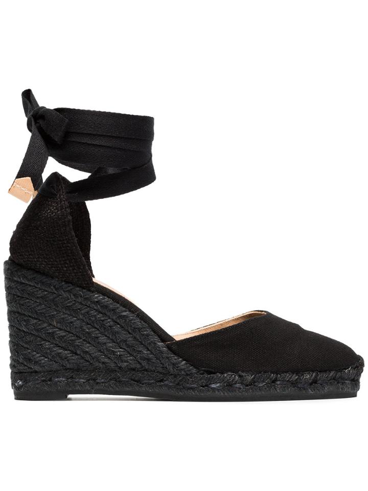 Castañer Black Carina 80 Canvas Wedge Espadrilles