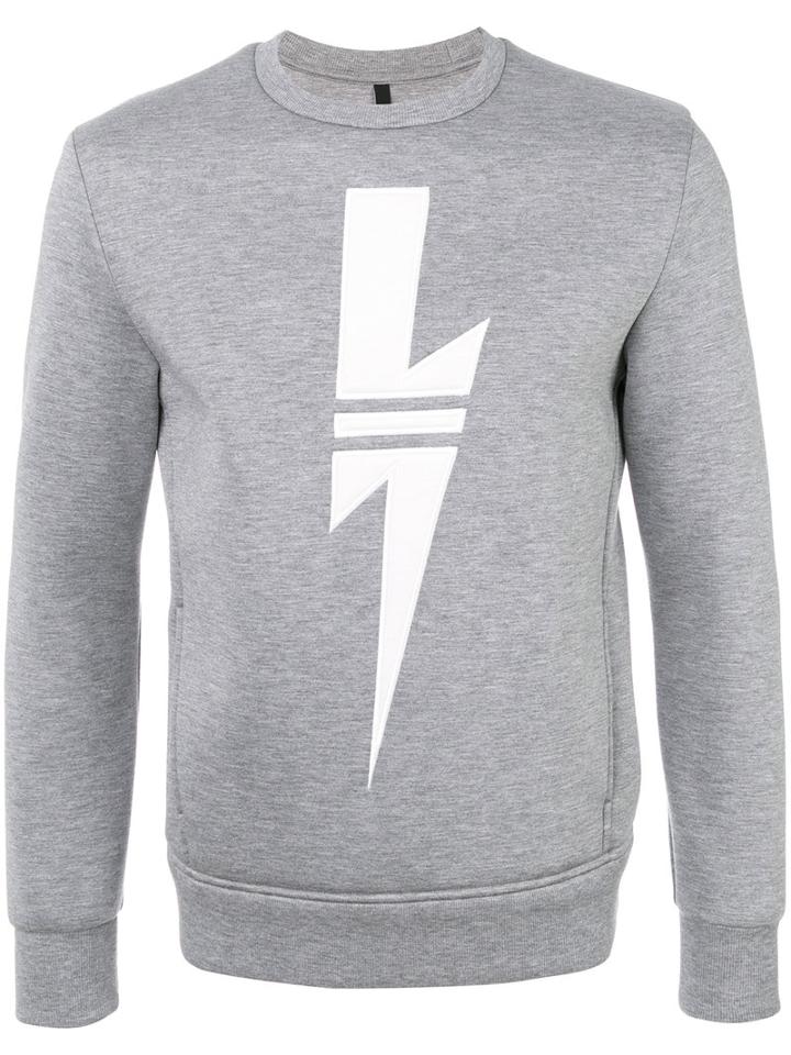 Neil Barrett - Lightning Bolt Sweatshirt - Men - Polyurethane/viscose - L, Grey, Polyurethane/viscose