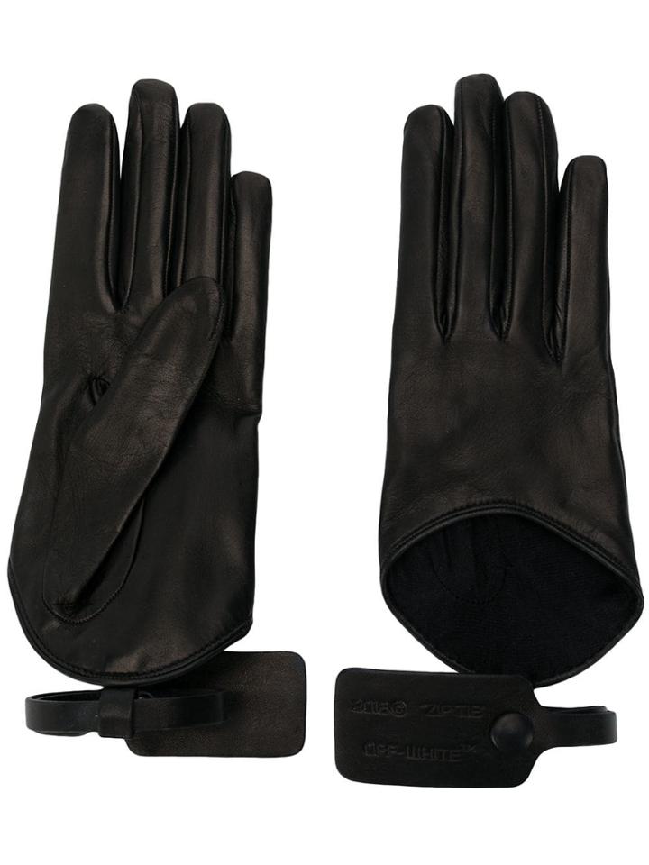 Off-white Vintage Driving Style Gloves - Black