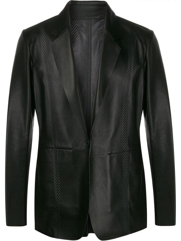 1017 Alyx 9sm Stripe Detail Leather Blazer - Black