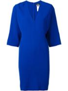Derek Lam V-neck Panelled Dress, Women's, Size: 42, Blue, Elastodiene/virgin Wool