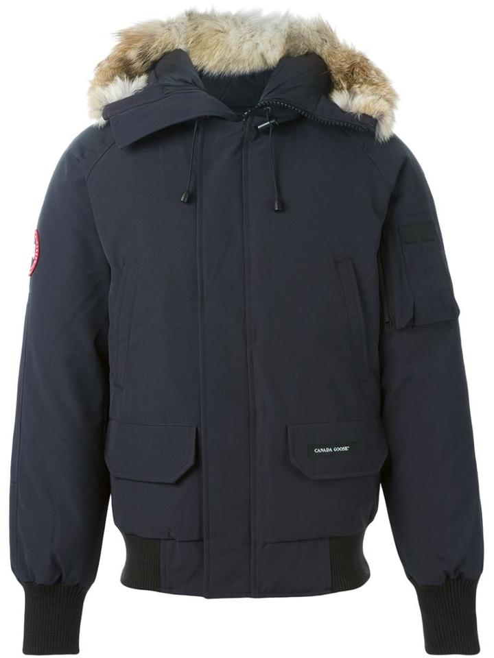 Canada Goose Hooded Padded Jacket, Men's, Size: Small, Blue, Cotton/feather Down/nylon/coyote Fur