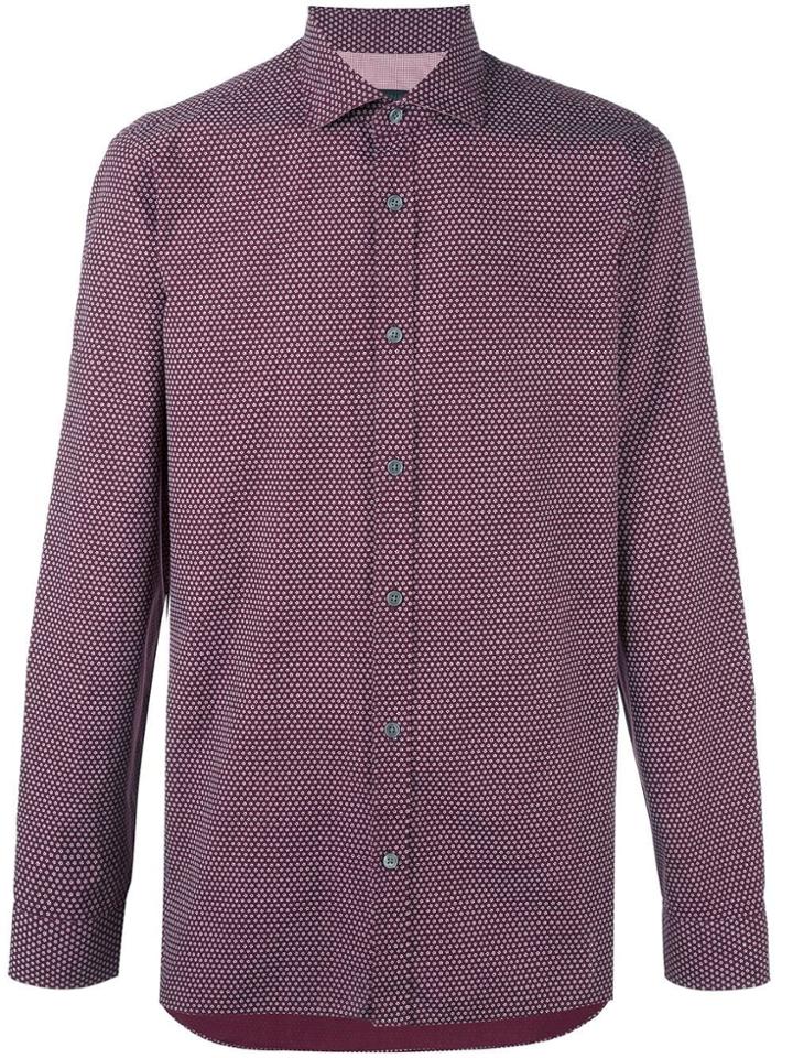 Z Zegna Micro Floral Print Shirt - Red