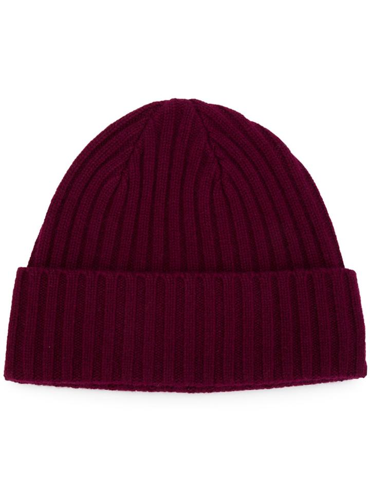 N.peal Chunky Ribbed Knit Beanie Hat - Pink & Purple