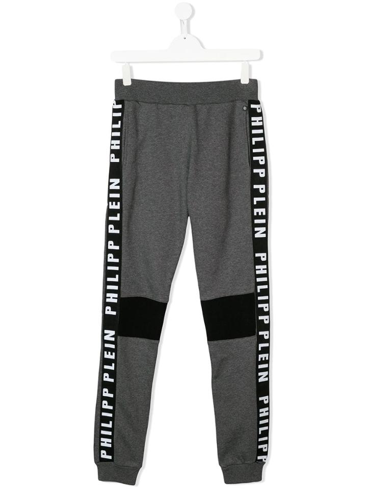 Philipp Plein Junior Logo Trim Track Pants - Grey
