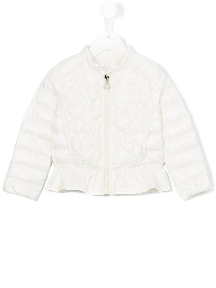 Moncler Kids - Appliqué Flower Padded Jacket - Kids - Polyamide/goose Down - 8 Yrs, Girl's, White