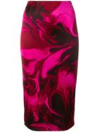 Gucci Vintage Swirl Pattern Jersey Pencil Skirt - Pink & Purple