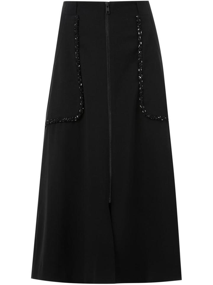 Megan Park 'astra' Beaded Skirt, Women's, Size: 14, Black, Polyester/spandex/elastane/rayon