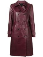 Closed Double Breasted Coat - Red