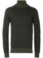The Gigi Houndstooth Roll Neck Jumper - Green