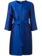 P.a.r.o.s.h. Collarless Midi Coat, Women's, Size: Medium, Blue, Polyester/silk