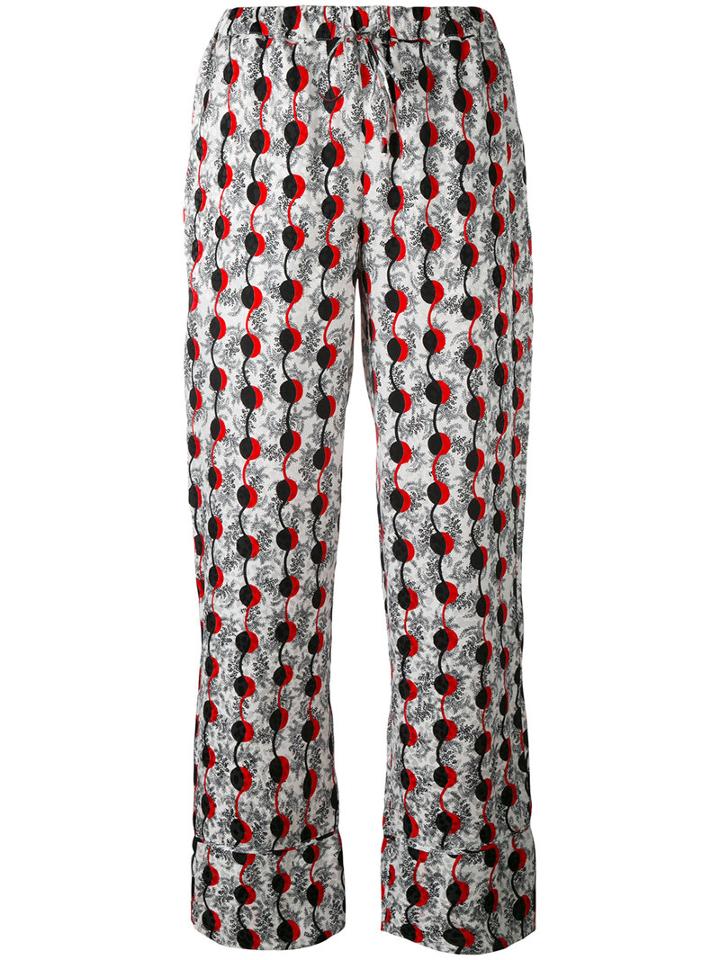 Marni - Leaf-pattern Trousers - Women - Silk - 38, White, Silk