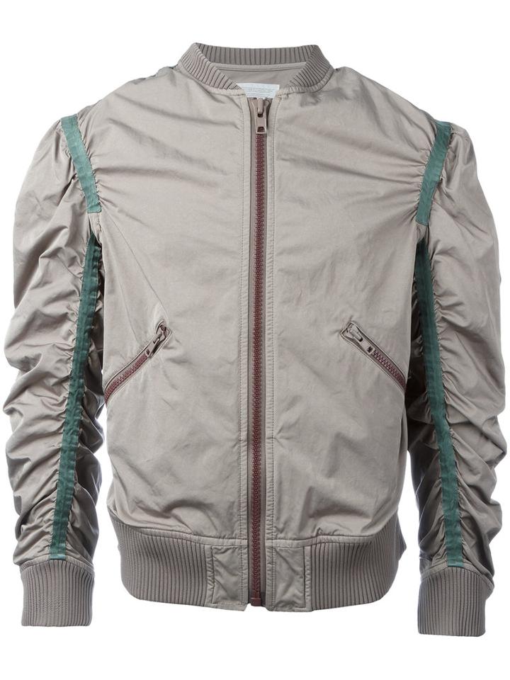 Kolor Gathered Sleeves Bomber Jacket, Men's, Size: Ii, Nude/neutrals, Nylon/polyester