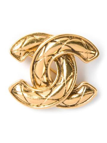 Chanel Vintage Quilted Cc Brooch