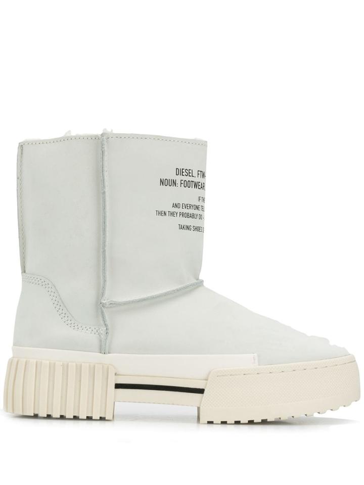 Diesel Wide Leg Ankle Boots - Blue