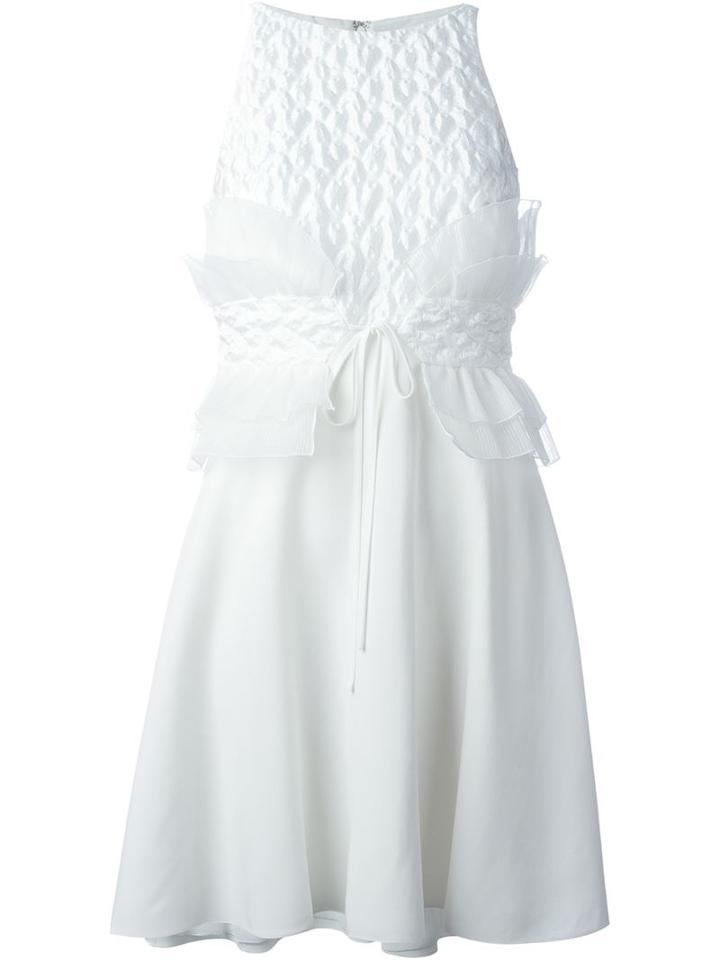 Giamba Textured Ruffle Panel Dress, Women's, Size: 42, White, Polyester/polyamide/spandex/elastane/viscose