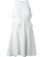 Giamba Textured Ruffle Panel Dress, Women's, Size: 42, White, Polyester/polyamide/spandex/elastane/viscose