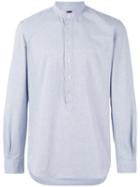 Mp Massimo Piombo - Band Collar Shirt - Men - Cotton/polyester - 40, Blue, Cotton/polyester