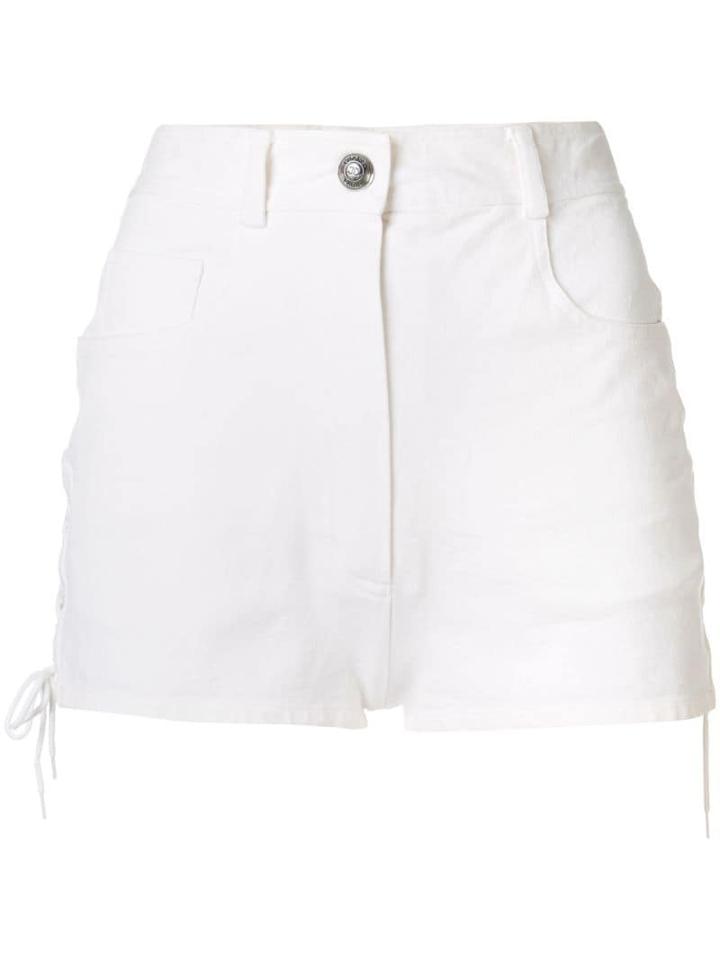 Chanel Pre-owned Lace-up High Rise Shorts - White