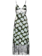 Off-white Floral Lace Trim Midi Slip Dress - Black