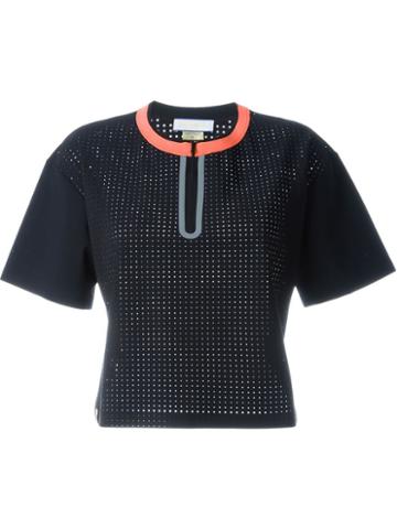 Monreal London Boxy Perforated T-shirt, Women's, Size: Large, Black, Polyamide/spandex/elastane
