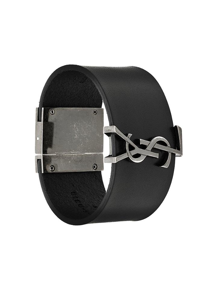 Saint Laurent Logo Cuff Bracelet - Black