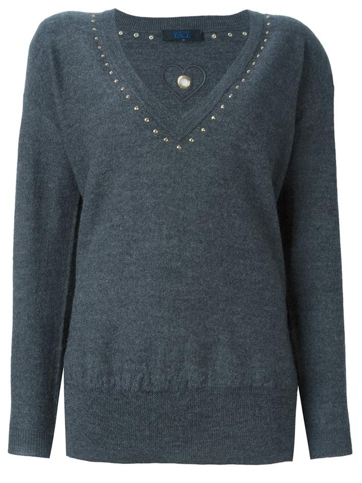 Twin-set V-neck Sweater, Women's, Size: Xl, Grey, Wool