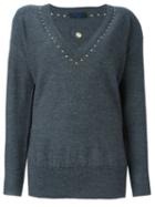 Twin-set V-neck Sweater, Women's, Size: Xl, Grey, Wool