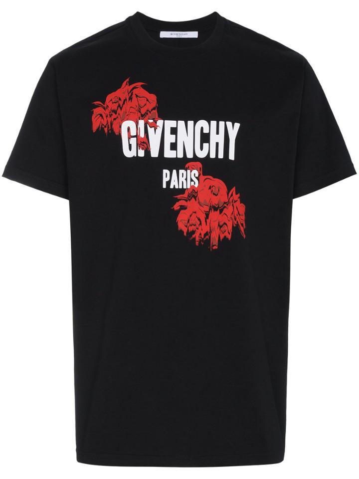 Givenchy Rose Print T Shirt - Black