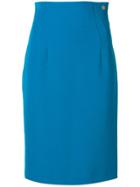 Versace Collection Classic Fitted Pencil Skirt - Blue