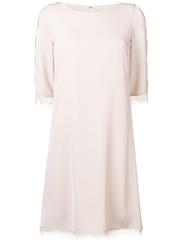 Blumarine Embroidered Lace Detailed Dress - Neutrals