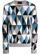 Prada Geometric Pattern Knitted Jumper - Grey