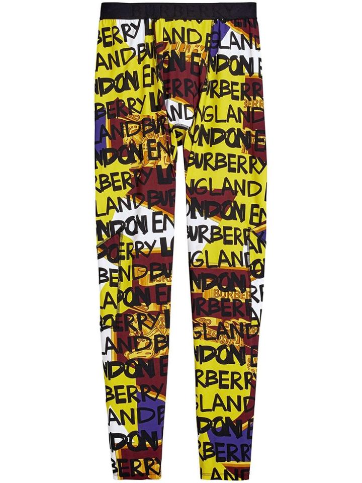 Burberry Graffiti Print Leggings - Yellow
